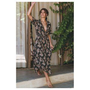 Floral Black Midi Dress